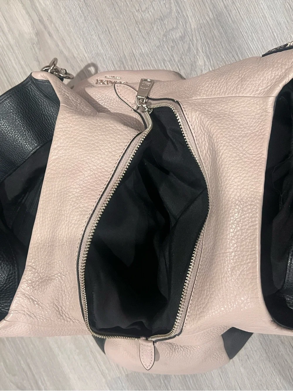 Coach Phoebe Colorblock Leather Shoulder Bag Python Trim F38251 Black Taupe